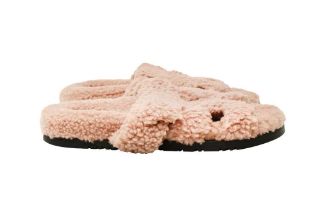 Hermes Rose Aube Shearling Chypre Sandal