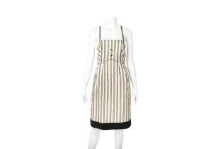 Fendi Ivory Stripe Cotton Sleeveless Dress - Size 38