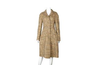 Celine Tan Wool Prince Of Wales Check Coat - Size 38