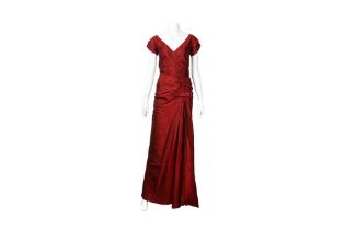 Christian Dior Wine Silk Dupion Gown - Size 12