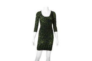 Dolce & Gabbana Green Silk Leopard Print Dress - Size 36