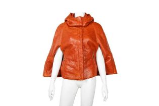 Escada Sport Orange Shearling Cape Jacket - Size 36