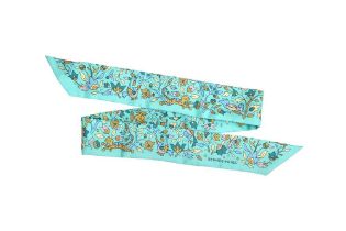 Hermes 'Un Jardin Apres La Mousson' Print Silk Twilly