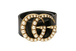 Gucci Black Marmont GG Pearl Oversized Belt - Size 100