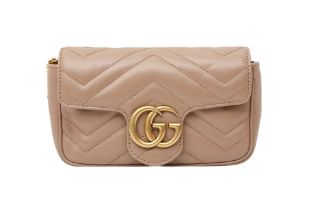 Gucci Dusty Pink GG Super Mini Marmont Matelassé Bag