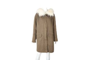 Yves Salomon Army Khaki Fur Lined Parka - Size 32