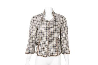 Chanel Houndstooth Check Boucle Jacket - Size 38