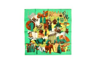 Hermes 'Pierre Loti Au L'ame Voyageuse' Print Silk Scarf