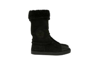 Chanel Black Shearling CC Boot - Size 40