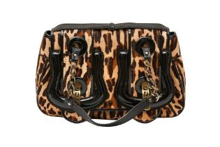 Fendi Brown Leopard Pony Hair B Shoulder Bag