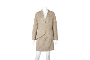 Thierry Mugler Beige Tweed Skirt Suit - Size 40 & 42