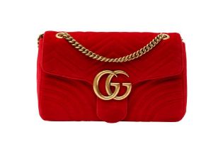 Gucci Cherry Red GG Medium Marmont Matelassé Bag