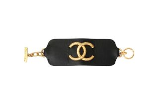 Chanel Black CC Cuff Bracelet