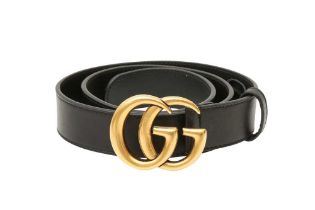 Gucci Black Marmont GG Belt - Size 70