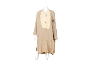 Loewe Beige Silk Bid Front Shirt Dress - Size 38