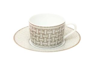 Hermes ‘Mosaique Au 24 Platinum’ Tea Cups and Saucers