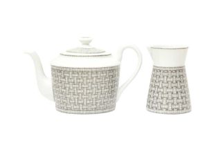 Hermes ‘Mosaique Au 24 Platinum’ Teapot and Creamer