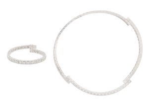 CARTIER | A DIAMOND 'LANIÈRES' NECKLACE AND BRACELET SUITE