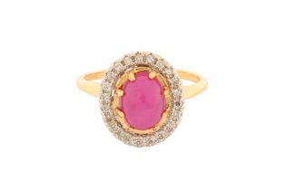 A STAR RUBY AND DIAMOND RING