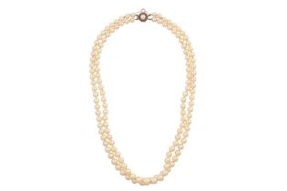 A DOUBLE-STRAND CULTURED PEARL NECKLACE