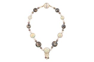 FRED RICH | AN ENAMEL AND PEARL NECKLACE