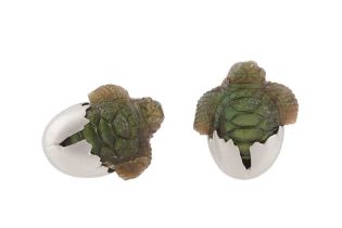 A PAIR OF LABRADORITE CUFFLINKS BY STEVEN FOX