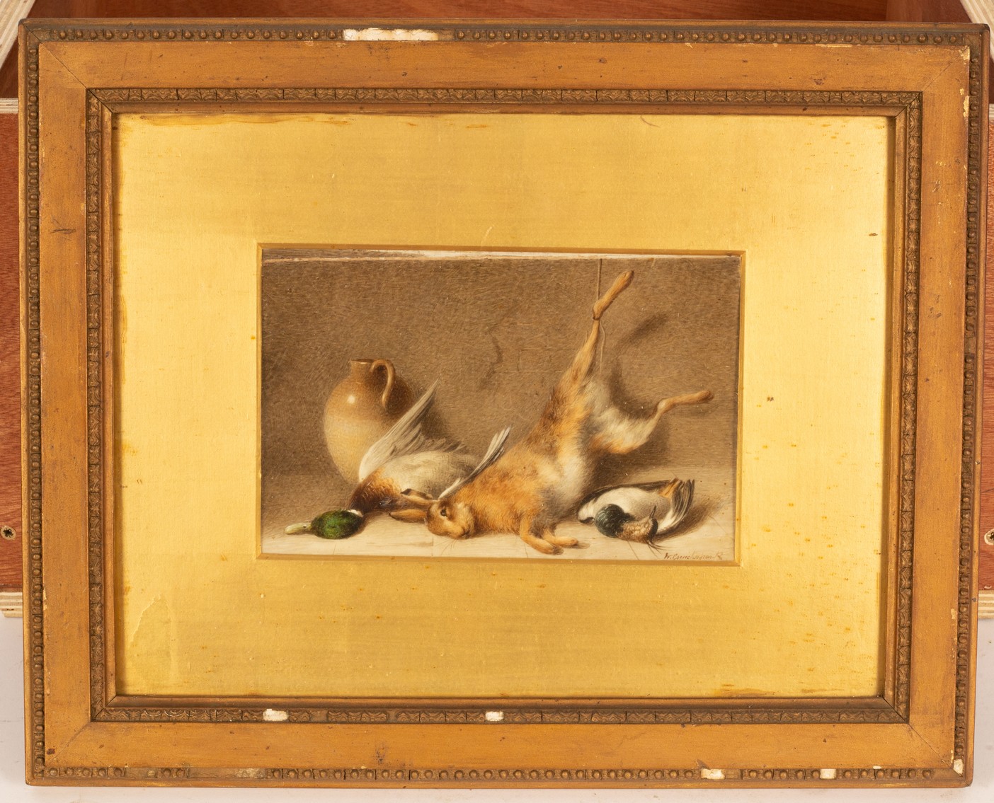 William Cruickshank (1848-1922)/Still Life/dead game with a stoneware jug/signed/watercolour, - Image 2 of 2