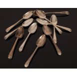 Ten George III thread pattern silver teaspoons, George Smith & William Fearn,