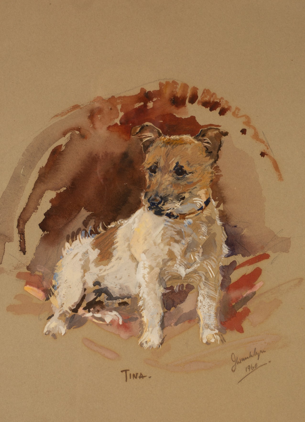 Joan Wanklyn (1924-1999)/Tina/portrait of a dog/signed and dated 1960 lower right/mixed media, - Image 2 of 3
