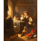 After Frans van Mieris (1635-1681)/Soldier Smoking a Pipe/oil on canvas,