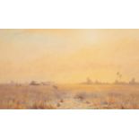Alma Claude Burlton Cull (1880-1931)/South African landscape, cattle grazing before dusk,