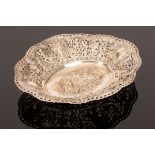 An oval Continental 800 standard silver fruit bowl, with pierced embossed decoration, 32.