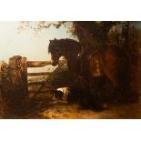 Edward Robert Smythe (1810-1899)/Pony and Collie by a Gate/signed/oil on canvas,