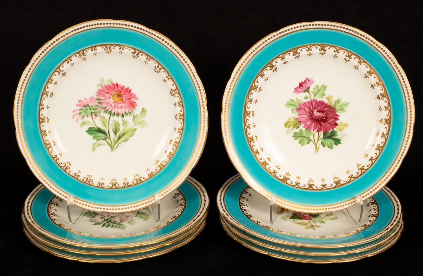 A set of eight Minton plates, circa 1870,