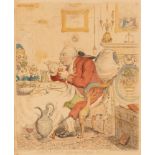 James Gilray/Temperance Enjoying a Frugal Meal/hand coloured engraving, 36.
