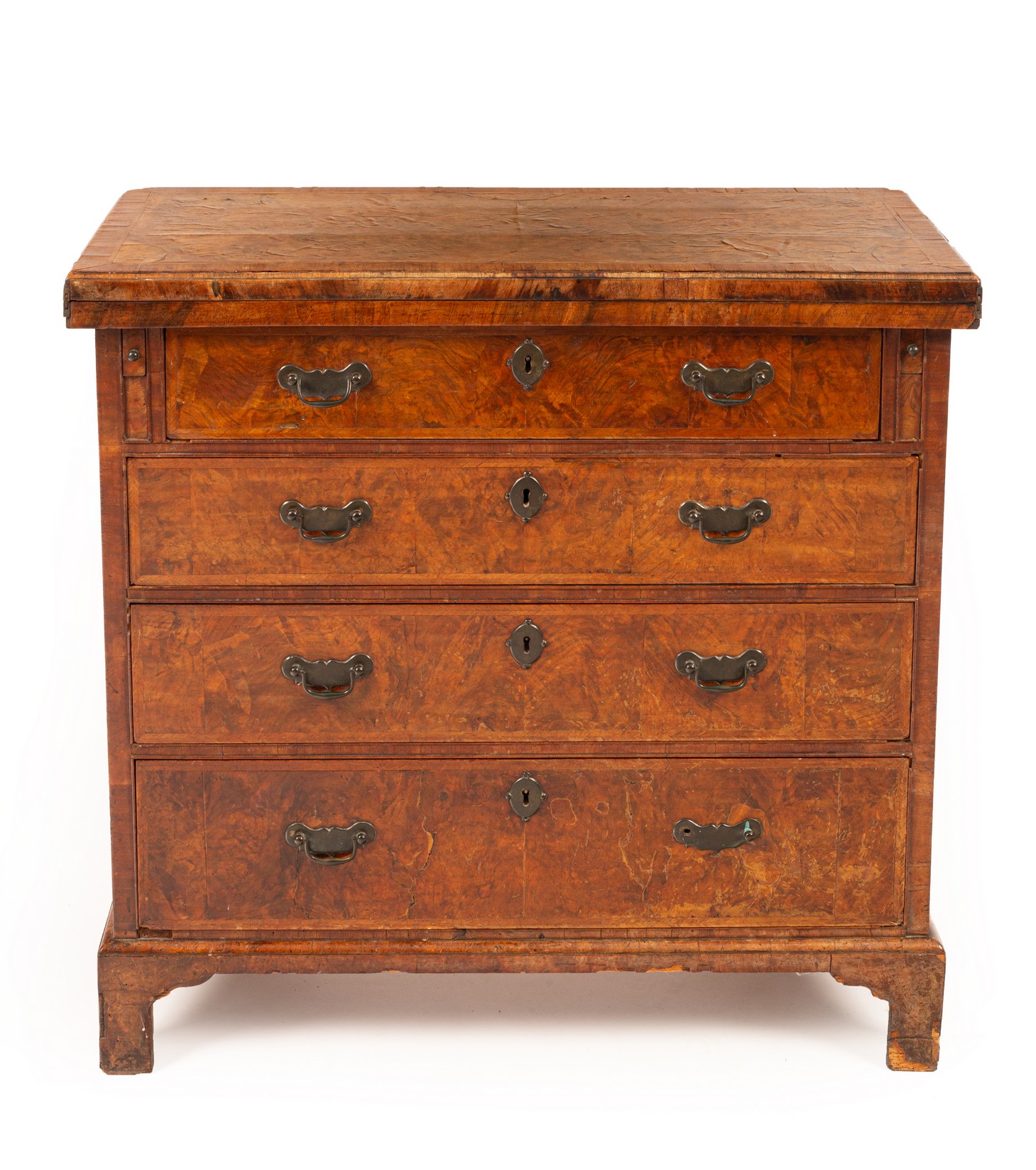 An 18th Century bachelor's chest, in walnut and burr walnut,