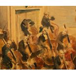 John Albert Cooper (1894-1943)/The Double Bass/Sir Thomas Beecham's Orchestra Rehearsing/signed/oil
