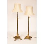 Two brass standard lamps,