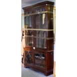 A mahogany display cabinet, in George III style, strung with boxwood,