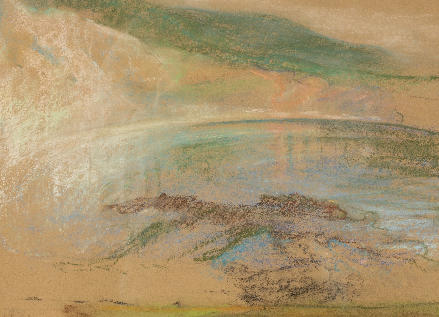 Sarah Challies Constable/Lulworth Cove/coloured chalks on coloured paper, 17.75cm x 22.