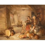 After Sir Edwin Landseer/Interior of a Highlander's House/oil on panel, 26.