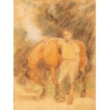 Percy Harland Fisher (1867-1944)/Young boy with Horse/pastel and gouache on paper,
