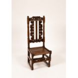 An oak single chair with twin carved splat to the back CONDITION REPORT: Condition