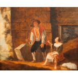 Dutch School, 19th Century/Figures by a Ruin/signed with initials lower left/oil on panel,