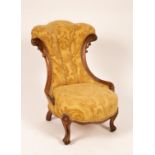 A Victorian walnut chair with ribbed scroll base on cabriole front legs CONDITION REPORT: