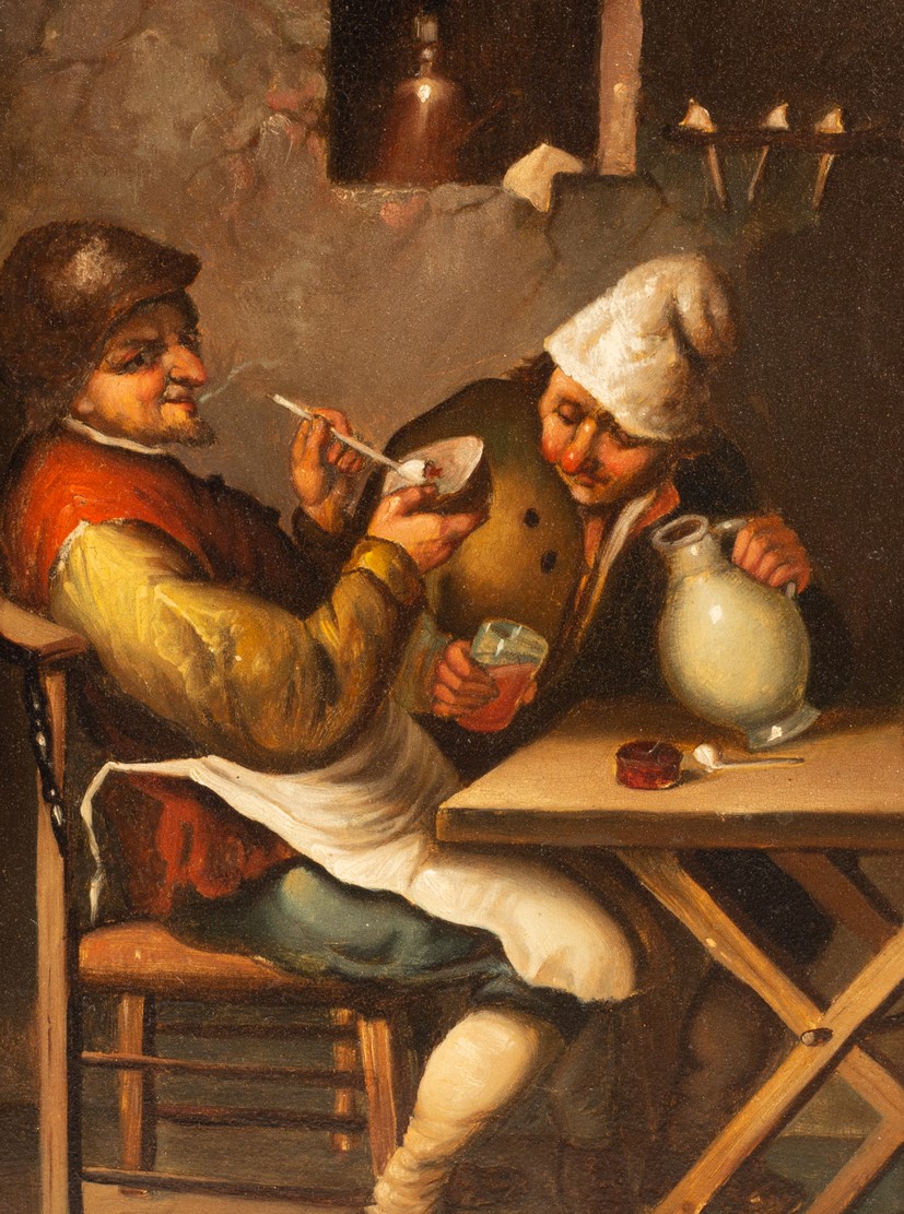 Manner of David Teniers the Younger/Tavern Scenes/a pair/oil on metal, - Image 2 of 3