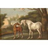 After George Stubbs/Mare and Foal /Horse Attacked by a Lion /a pair/oil on board,