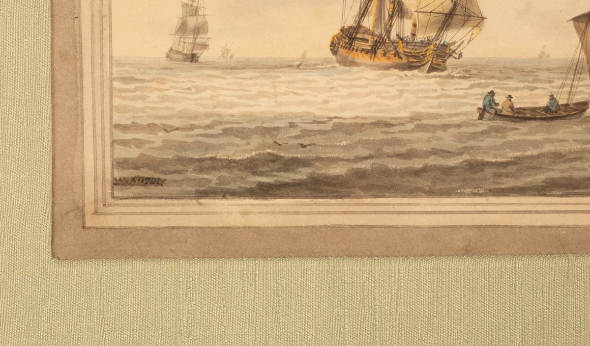 William Anderson (1757-1837)/Shipping off the Coast with Man O' War/initialled and dated - Image 4 of 4