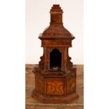 An early 18th Century walnut and inlaid house altar, perhaps South German,