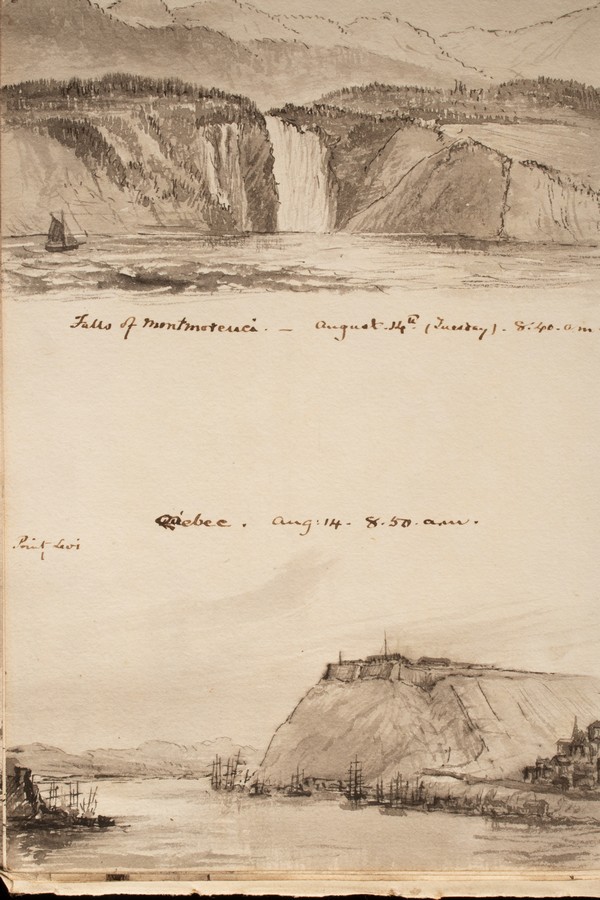 A late 19th Century sketchbook, documenting ships and coastline near Quebec over a month, pencil, - Image 3 of 8